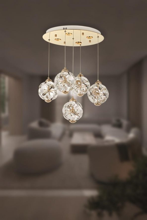 Eray Aydınlatma 2020-4+1 5li Sarkıt Led Avize ürün görseli 1