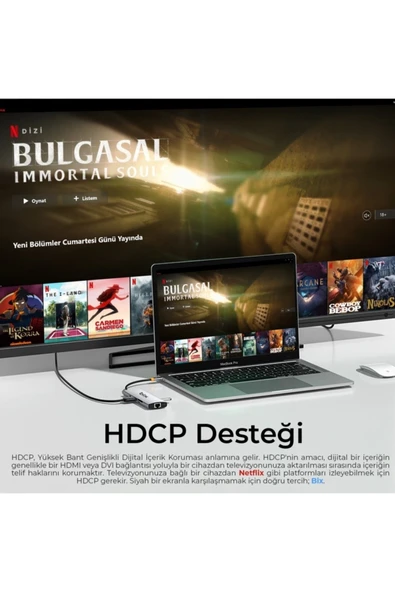 Bix BX10HB 8in1 Type-C Hub HDMI, PD Şarj, 1Gbps RJ45, 3x USB, Macbook Uyumlu Çoklayıcı Adaptör - 6