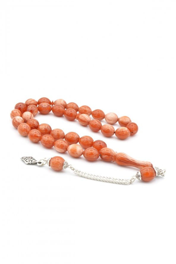 Gümüş Kamçılı Sığırcık Kesim Hareli Kahverengi Katalin Tesbih ürün görseli 1