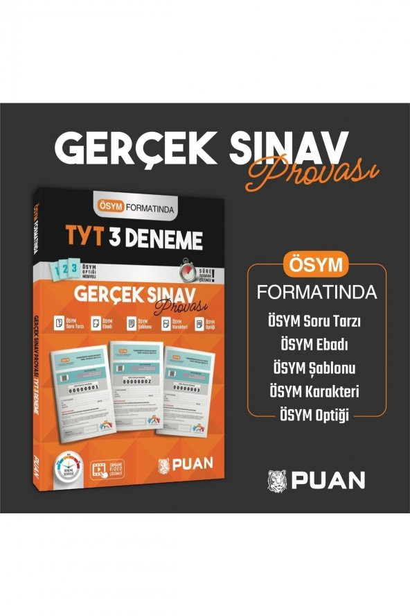 Puan Yayınları TYT 3 Deneme Gerçek Sınav Provası