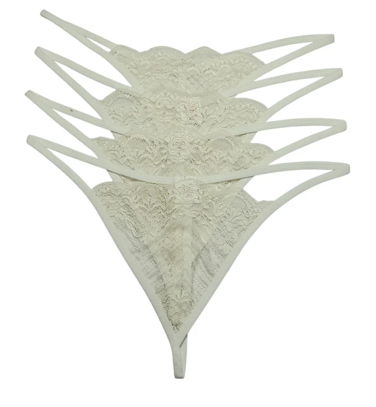 ASM1232 Kadın 4 Lü Ekru Dantel İlk Aşkım String