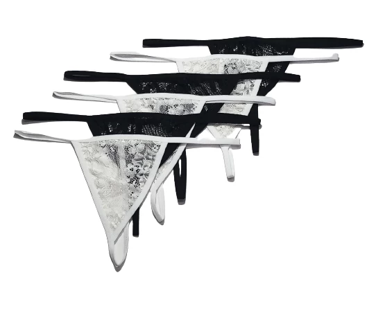 ASM1221 Kadın 6 Lü Renkli Lez Dantel Üç gen Sevgilim String