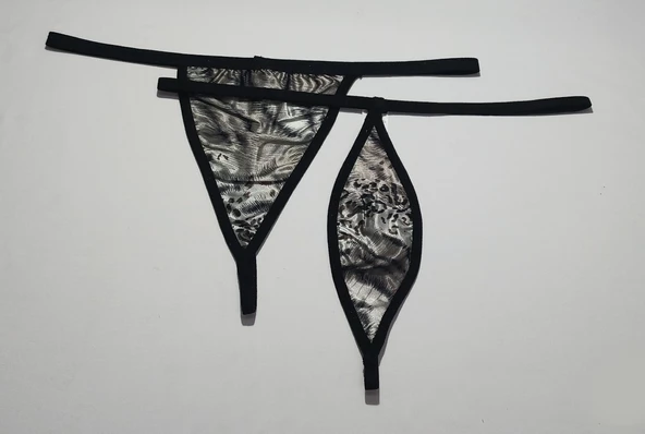 ASM1227 Kadın 2 Li Leopar Tarz Şekiller Sarsıtan String