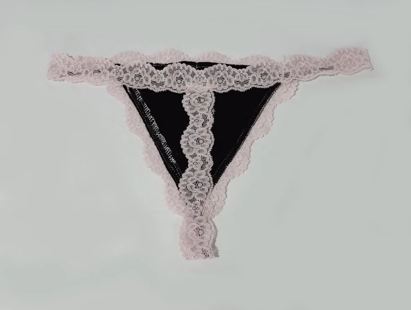 ASM1224 Kadın 3 Lü Pembe Siyah Düşler Dantel String - 6