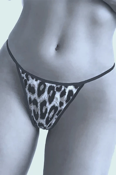 ASM1227 Kadın 2 Li Leopar Tarz Şekiller Sarsıtan String - 2