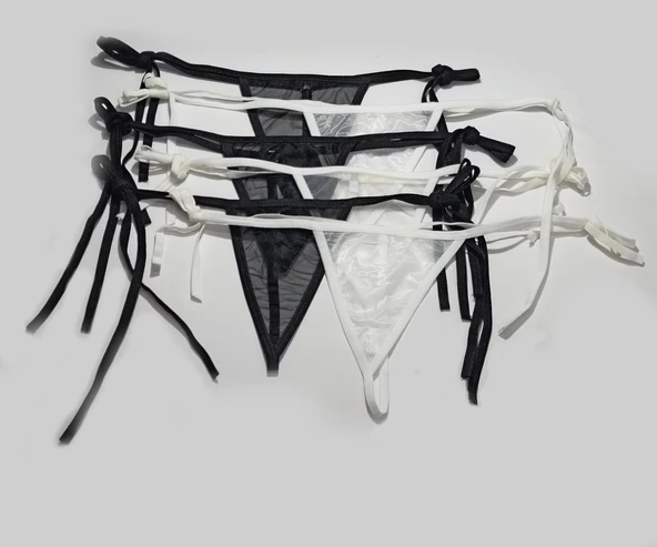 ASM1231 Kadın 6 Li Renkli Tül Enna String Tanga - 6