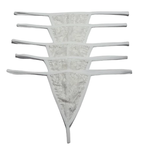 ASM1222 Kadın 5 Lü Ekru Lez Dantel Üç gen Sevgilim String