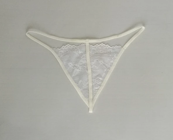 ASM1232 Kadın 4 Lü Ekru Dantel İlk Aşkım String - 6