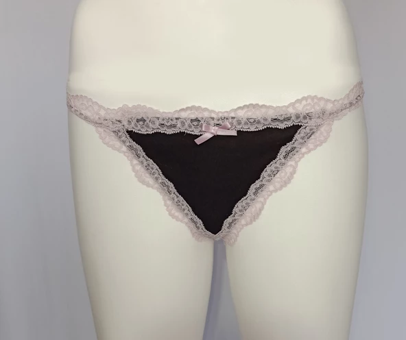 ASM1224 Kadın 3 Lü Pembe Siyah Düşler Dantel String - 2