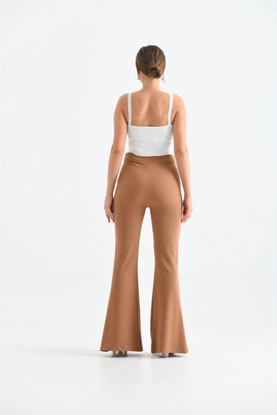 FTZ Women Kadın Scuba Crep Pantolon  Vizon 30172 - Resim 3