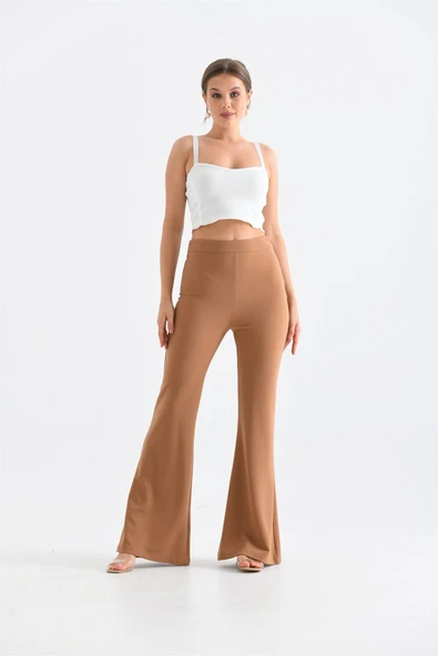 FTZ Women Kadın Scuba Crep Pantolon  Vizon 30172 - Resim 6