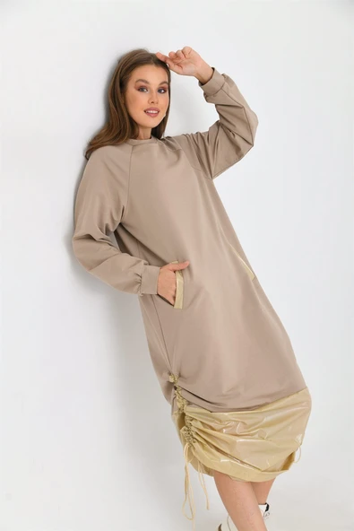 Ftz Women Kadın İki İp Elbise Beige 30254 - 4