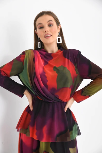 FTZ Women Kadın Likra Tül Takım  Mor 30419 - Resim 5