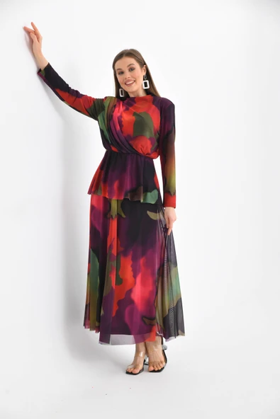 FTZ Women Kadın Likra Tül Takım  Mor 30419 - Resim 2