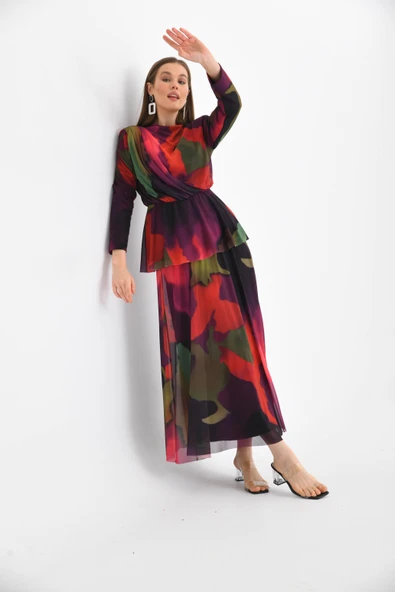 FTZ Women Kadın Likra Tül Takım  Mor 30419 - Resim 6