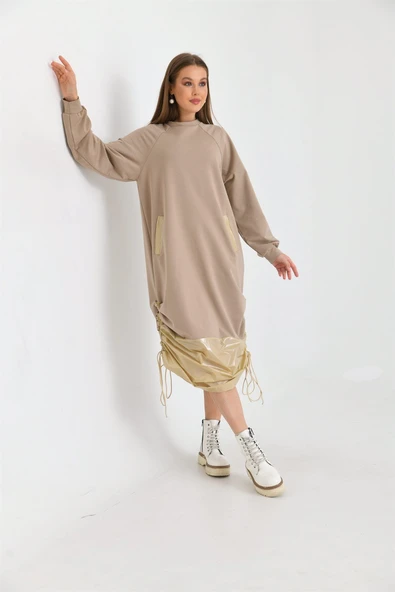 Ftz Women Kadın İki İp Elbise Beige 30254 - 3