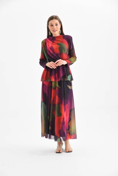 FTZ Women Kadın Likra Tül Takım  Mor 30419 - Resim 4