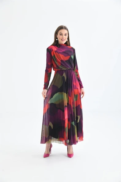 FTZ Women Kadın Likra Tül Elbise  Mor 30417 ürün görseli