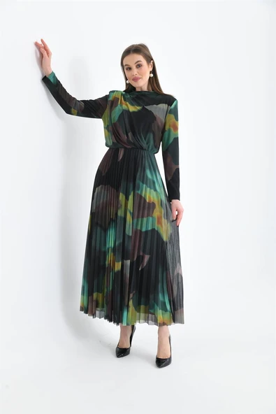 FTZ Women Kadın Likra Tül Elbise  Yeşil 30417 ürün görseli