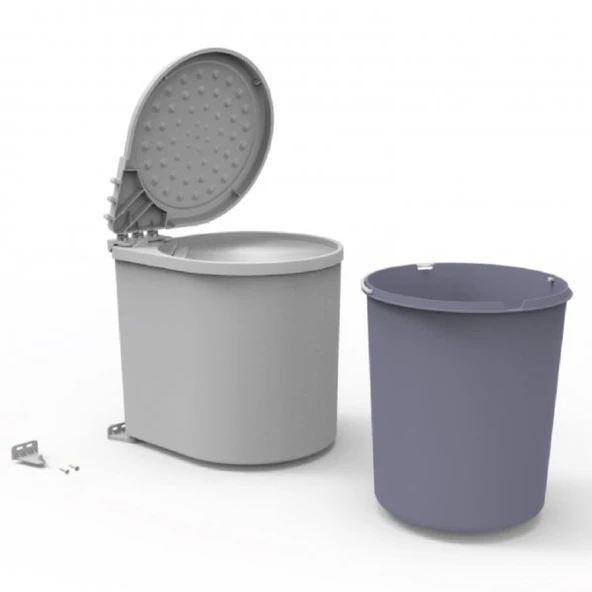 Mesbin Çöp Kovası , Dolap Içi Kolay Çıkarılabilen, Kovalı 11 Lt. Gri - Resim 1