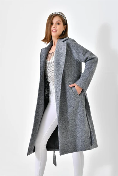 FTZ Women Kadın Kaşe Kaban  Gri 30625 - 4