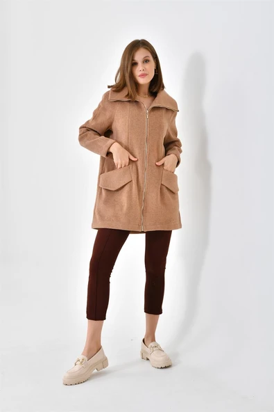 FTZ Women Kadın Kaşe Kaban Camel RBN4033