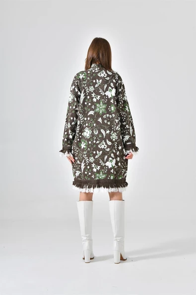 FTZ Women Kadın Çiçek Desenli Giy-Çık  Kahve 20029 - Resim 7