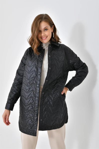 FTZ Women Kadın Kapitoneli Kap  Siyah 30629 - Resim 5