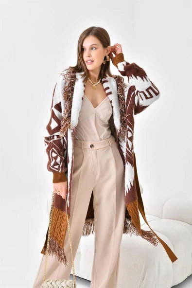 FTZ Women Kadın Püskül Detaylı Giy-Çık  Taba 20584 - Resim 4