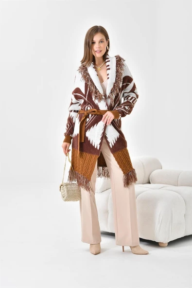 FTZ Women Kadın Püskül Detaylı Giy-Çık  Taba 20584 - Resim 6