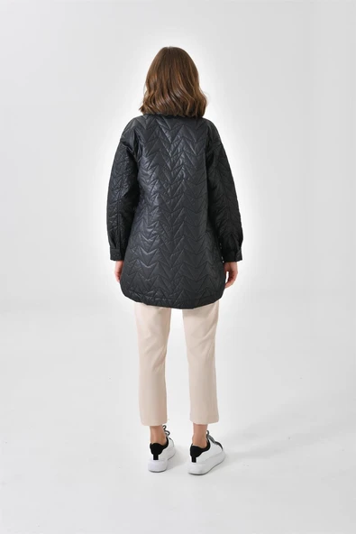 FTZ Women Kadın Kapitoneli Kap  Siyah 30629 - Resim 7