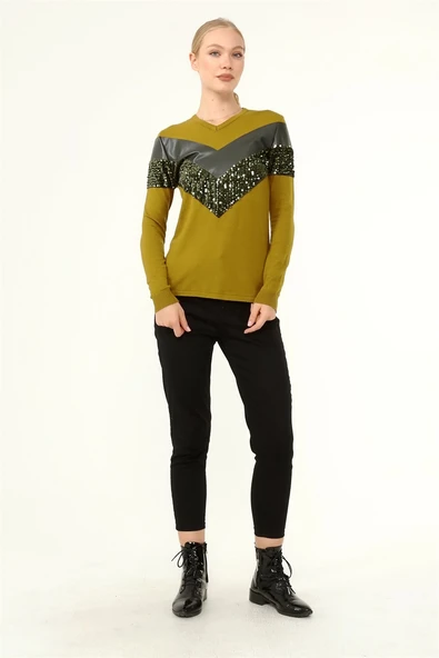 FTZ Women Kadın Ön Baskı Detaylı Kazak  Oriw 21-1330 - 1