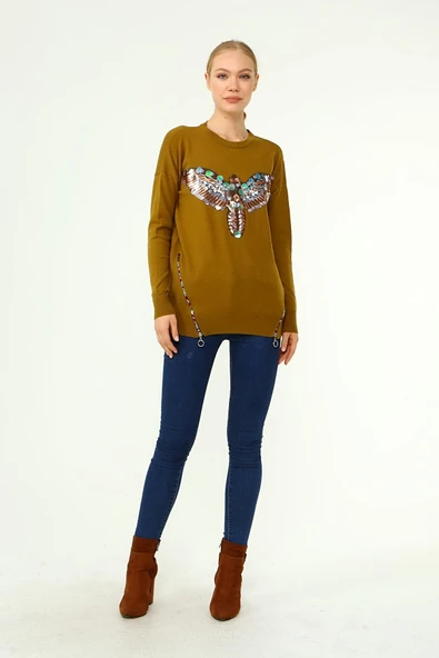 FTZ Women Kadın Önü Kanat Detaylı Kazak  Oriw 21-1035 - 2