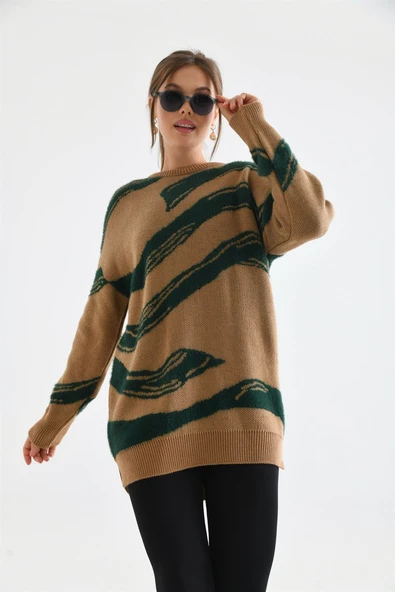 FTZ Women Kadın Karışık Desen Kazak  Bisküvi 21-6245 ürün görseli