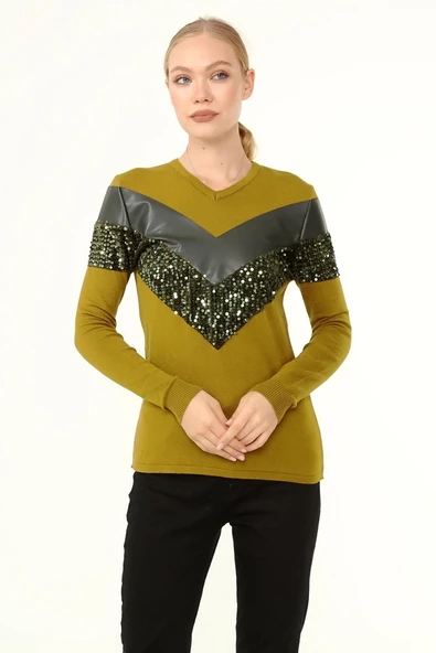 FTZ Women Kadın Ön Baskı Detaylı Kazak  Oriw 21-1330 - 2