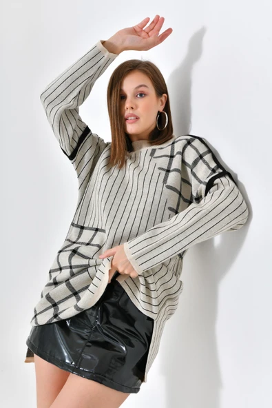 FTZ Women FTZ Women Kadın Kol Aksesuar Detay Kazak  Taş 21-6032 - Resim 9