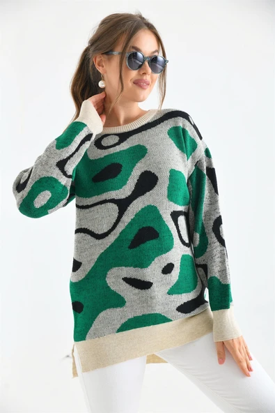 FTZ Women Kadın Karışık Desenli Tunik  Taş 20038 - Resim 3