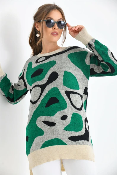 FTZ Women Kadın Karışık Desenli Tunik  Taş 20038 - Resim 6