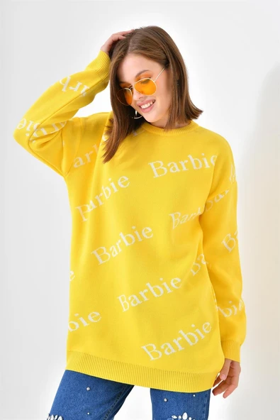 FTZ Women Kadın Barbie Kazak  Sarı 20675 - Resim 5