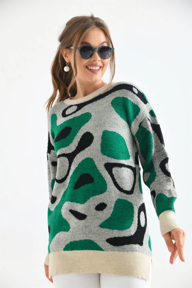 FTZ Women Kadın Karışık Desenli Tunik  Taş 20038 - Resim 2