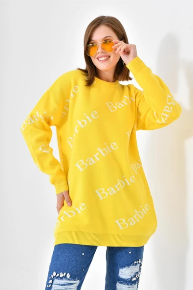 FTZ Women Kadın Barbie Kazak  Sarı 20675 - Resim 4