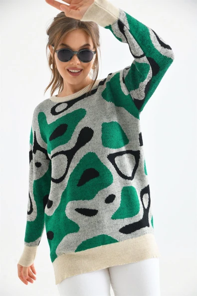 FTZ Women Kadın Karışık Desenli Tunik  Taş 20038 - Resim 4