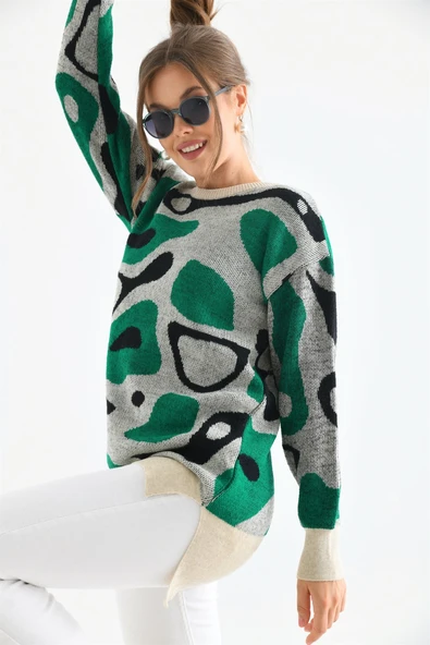 FTZ Women Kadın Karışık Desenli Tunik  Taş 20038 - Resim 5