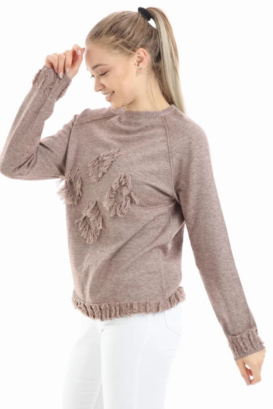 FTZ Women Kadın Yazı Detay Salaş Tunik  Beige 21-1171 - 2