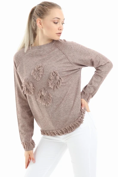 FTZ Women Kadın Yazı Detay Salaş Tunik  Beige 21-1171 - 3