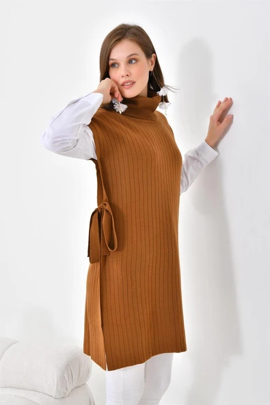 Kadın Gömlek Kol Tunik Taba 21-6059 - 5