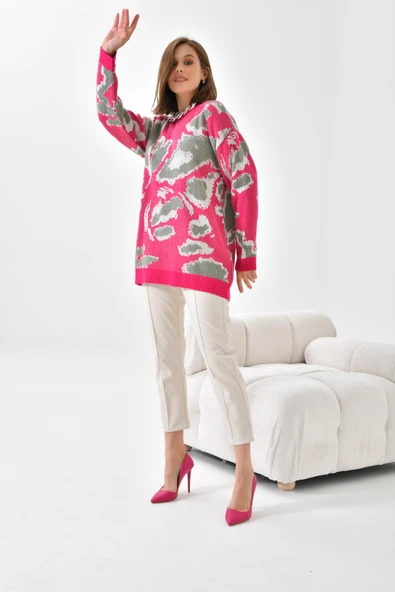 FTZ Women Kadın Triko Tunik  Fuşya 20573 - 5