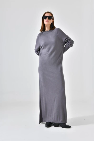 FTZ Women Kadın Düz Basic Tunik  Gri 20677 - Resim 2