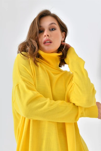 FTZ Women Kadın Düz Basic Tunik  Sarı 20489 - Resim 6