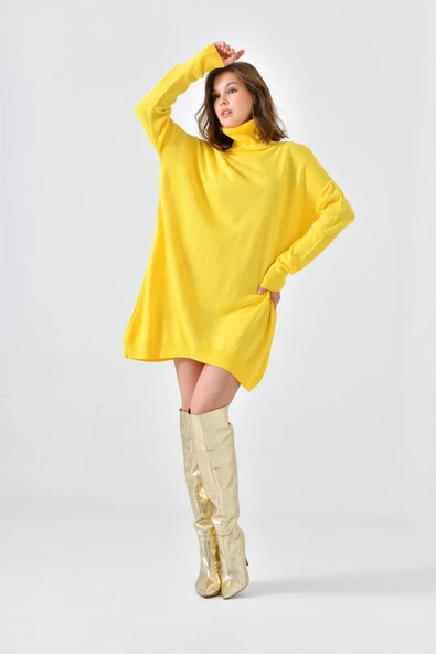 FTZ Women Kadın Düz Basic Tunik  Sarı 20489 - Resim 3